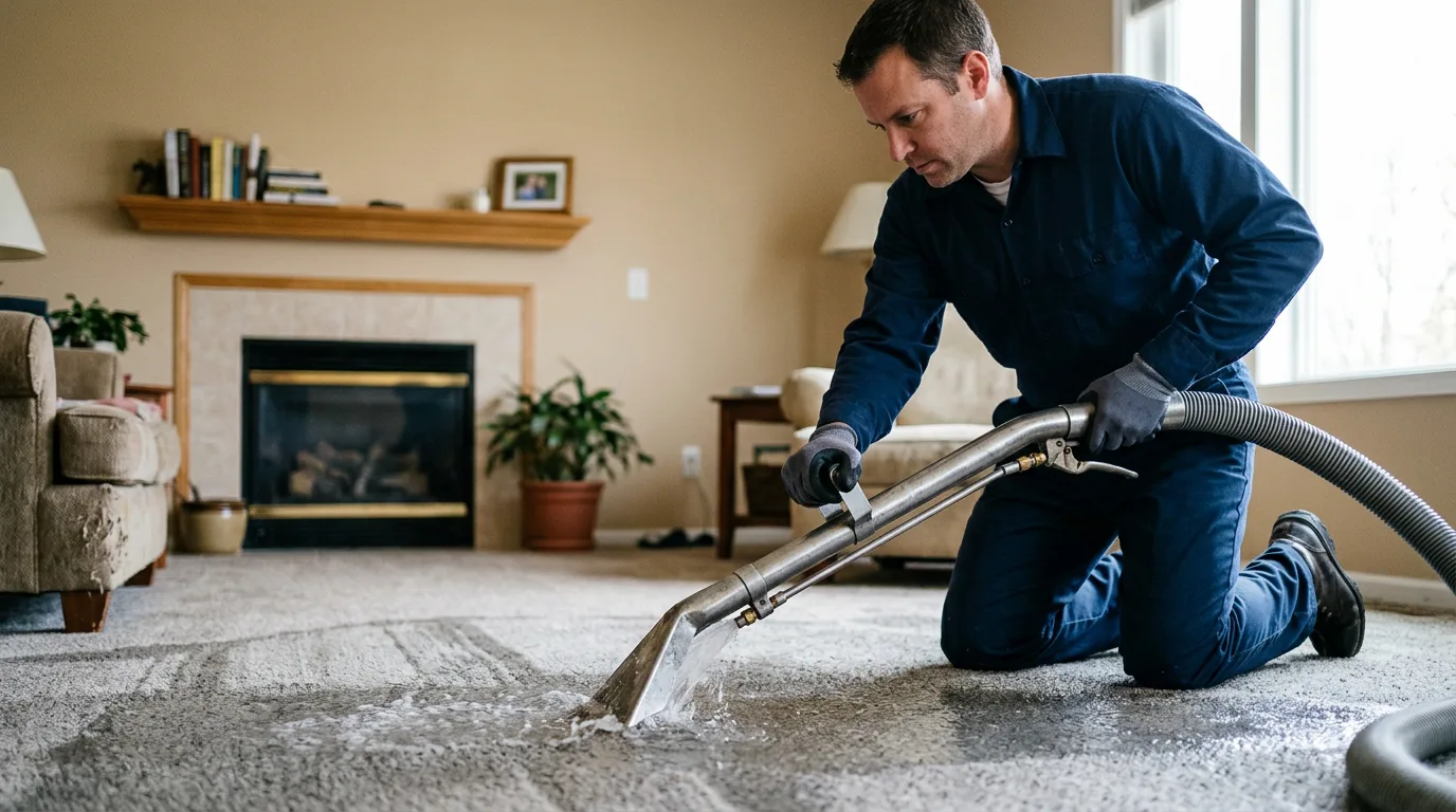 Water damage restoration technician working near Greenville, IN